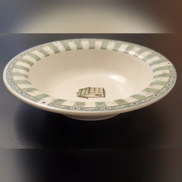 (2 Bowls) 12oz "Naturewood" Green & Ivory Stoneware Bowls by Pfaltzgraff EUC - Picture 4 of 9